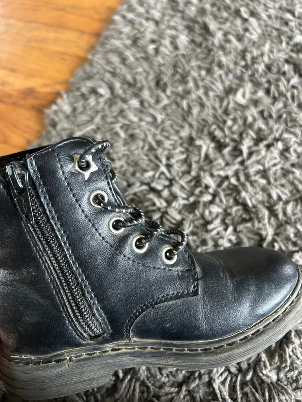Jumping Beans Toddler Black Combat Boots Lightweight Lace-Up Ankle Size 9T